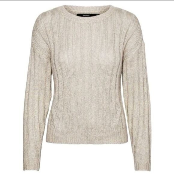 Vero Moda Gold Speck Sweater Size Medium New Neutral Sparkle Holiday Office - Picture 1 of 9